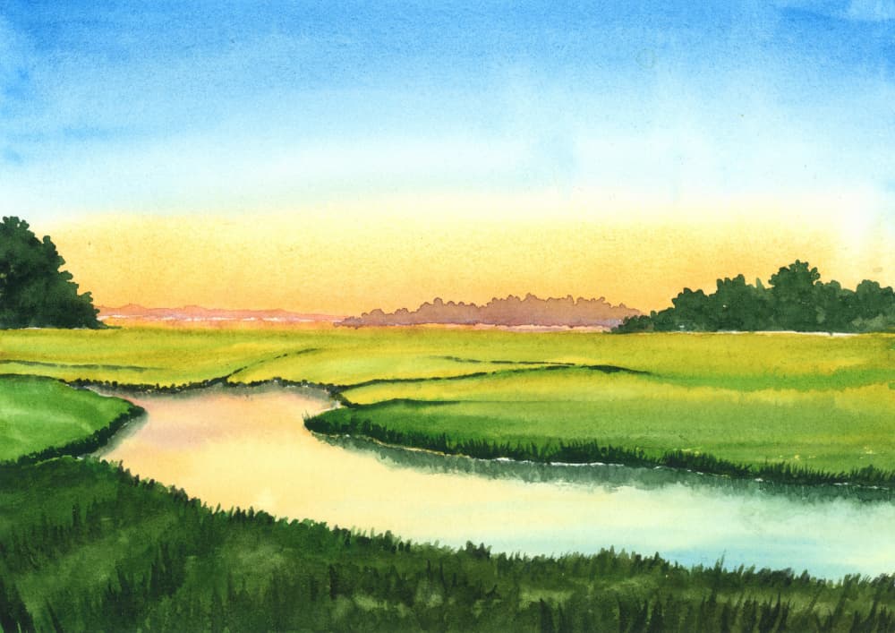 Marsh River Sunset by Suchi Deb — canvas wall art