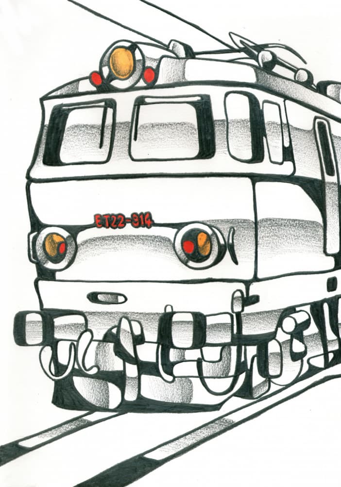 Stylized Electric Train by Kulik — canvas wall art