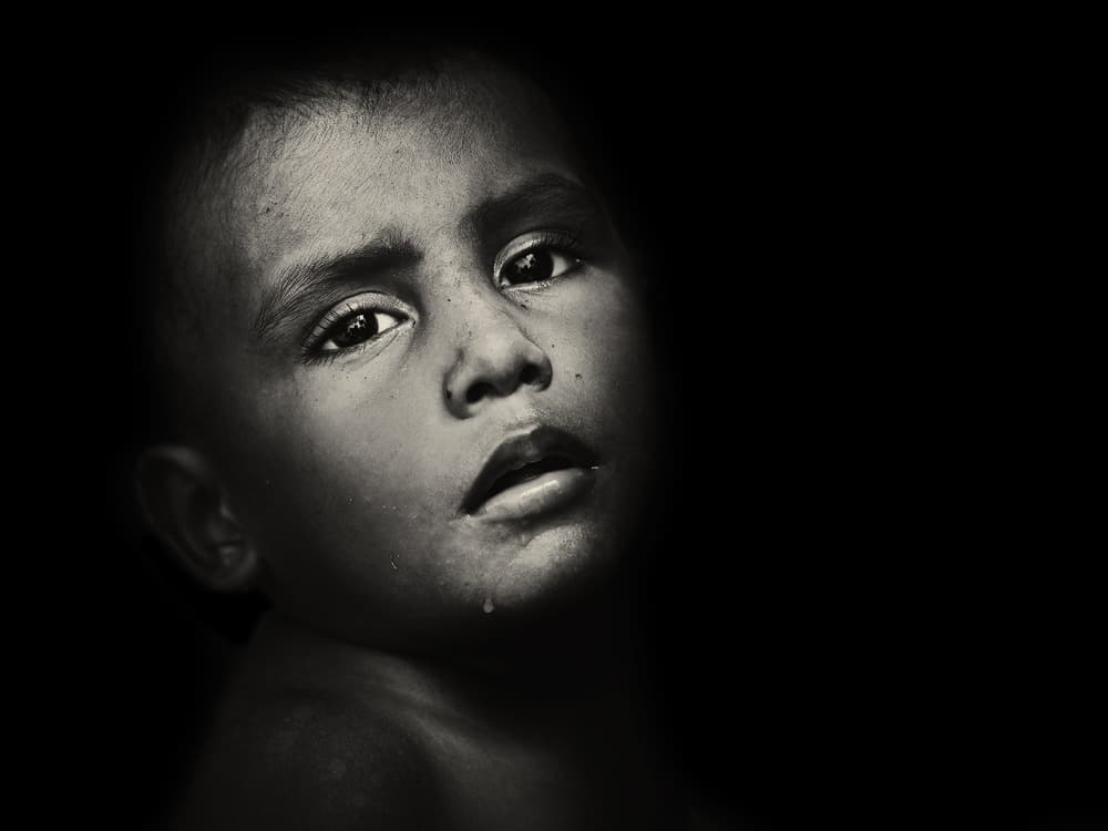 Sad Boy Portrait by txules — canvas wall art