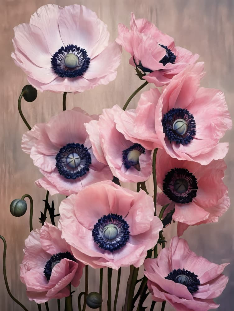 Soft Pink Poppies by Bilge Paksoylu — canvas wall art