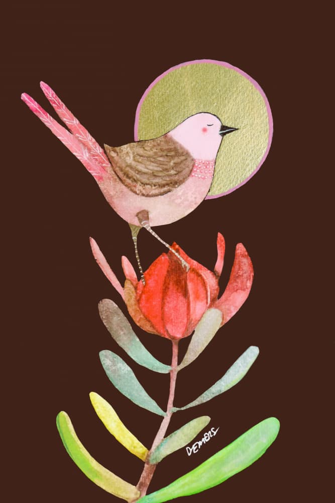 Peaceful Bird Bloom by Sylvie Demers — canvas wall art