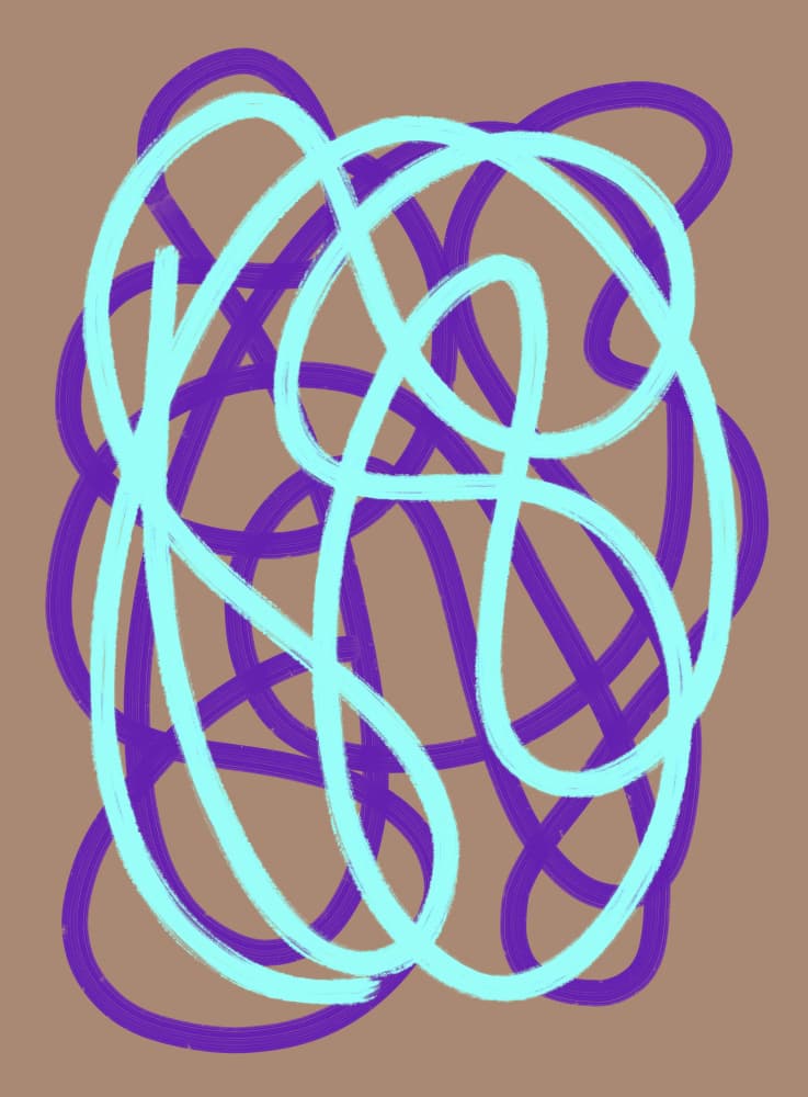 Abstract Teal Purple Lines by Studio Memb — canvas wall art