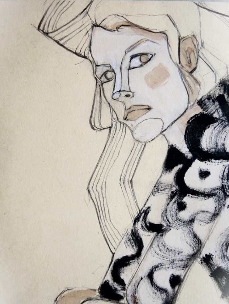 Pensive Fashion Figure by Doris Schmitz — canvas wall art