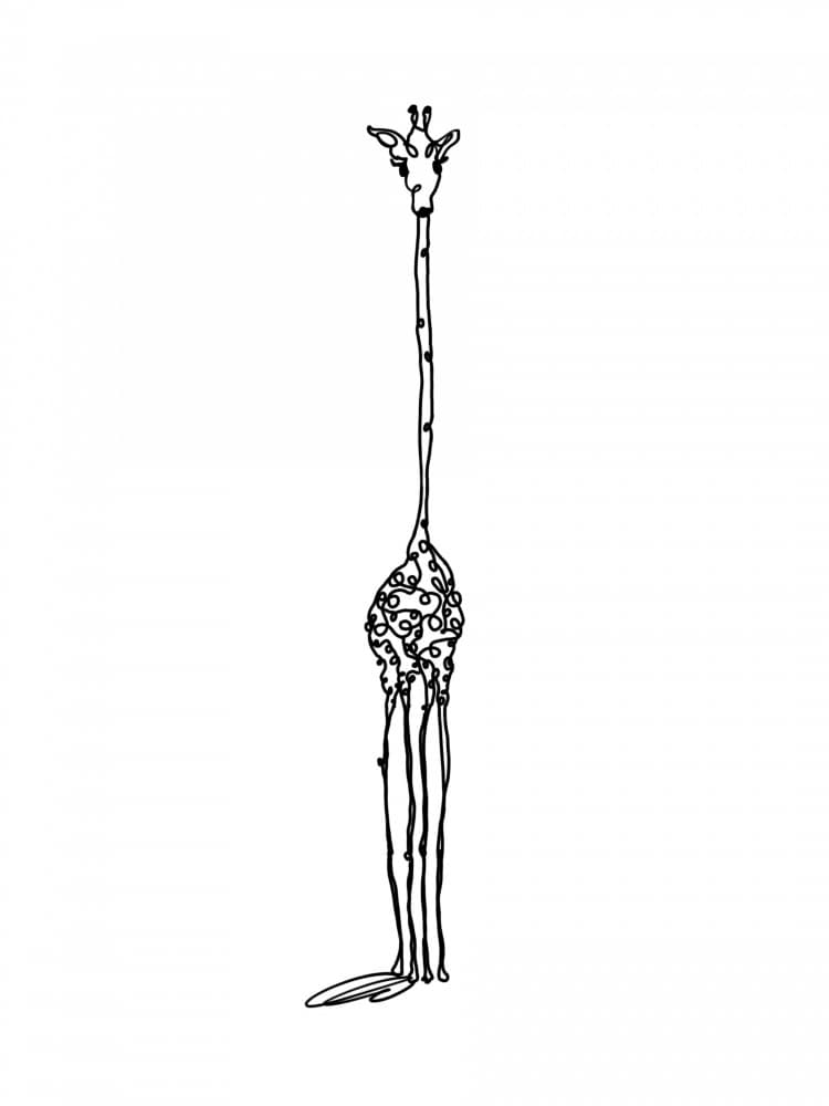 Whimsical Tall Giraffe Drawing by Hanna Lee Tidd — canvas wall art