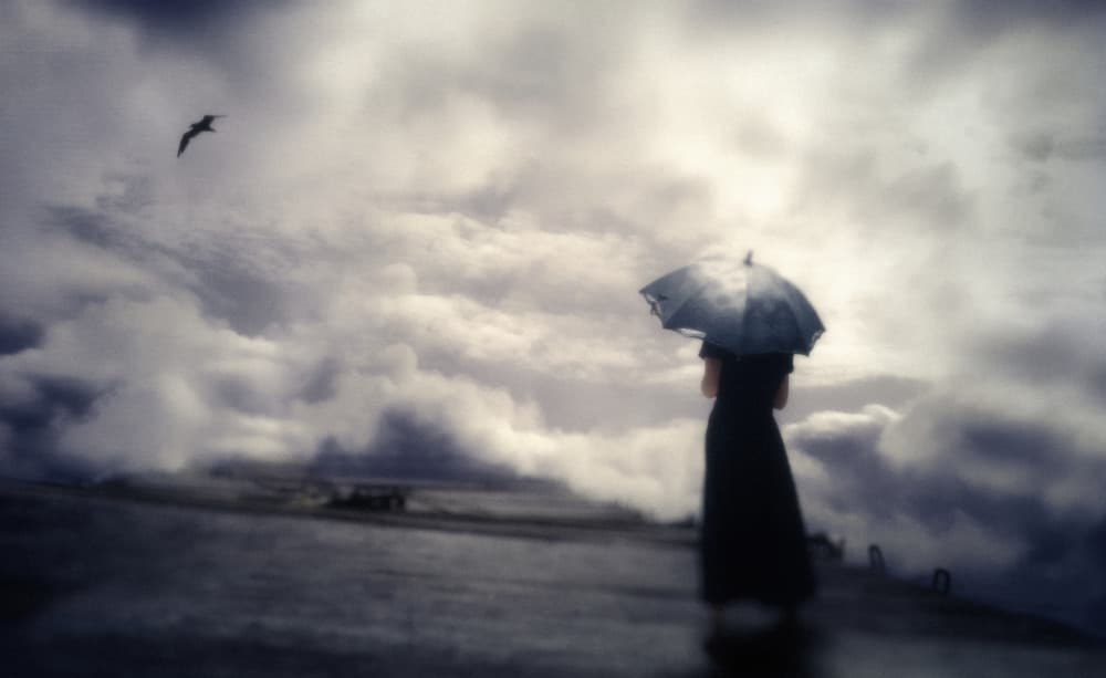 Solitary Woman Stormy Day by Teruhiko Tsuchida — canvas wall art
