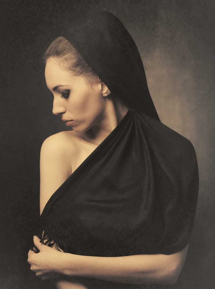 Pensive Woman Portrait by Mehdi Mokhtari — canvas wall art