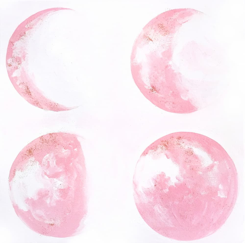 Pink Moon Phases by Christine Lindstrom — canvas wall art