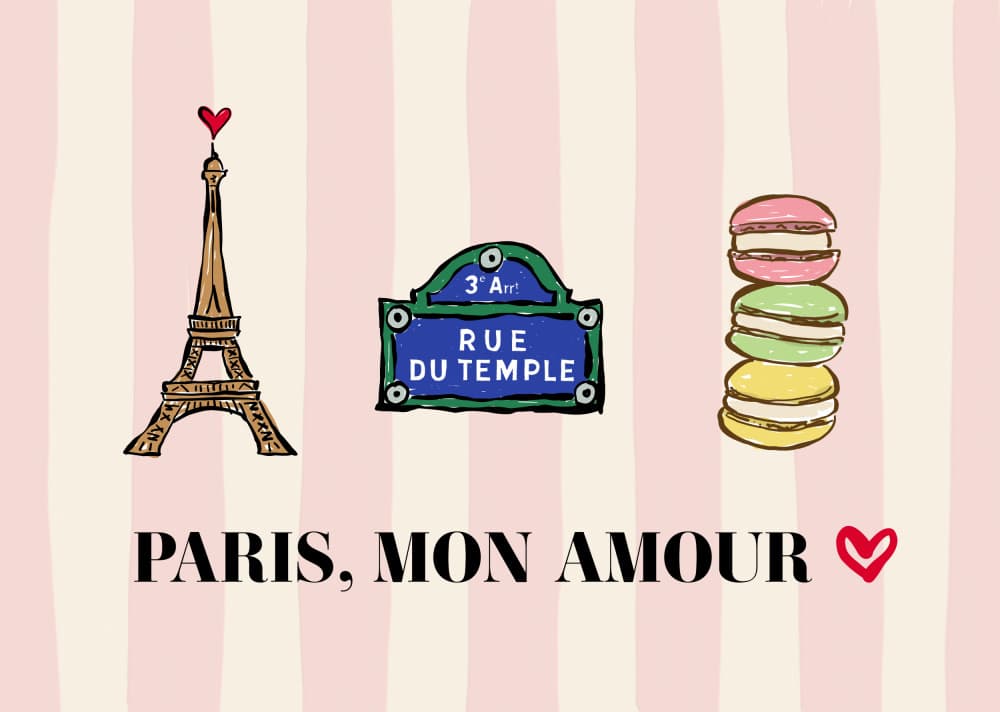 Paris Mon Amour - Paris City Poster by Rio Soléy — canvas wall art