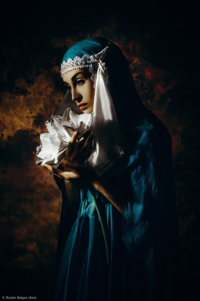 Veiled Woman Contemplating by Ruslan Bolgov — canvas wall art