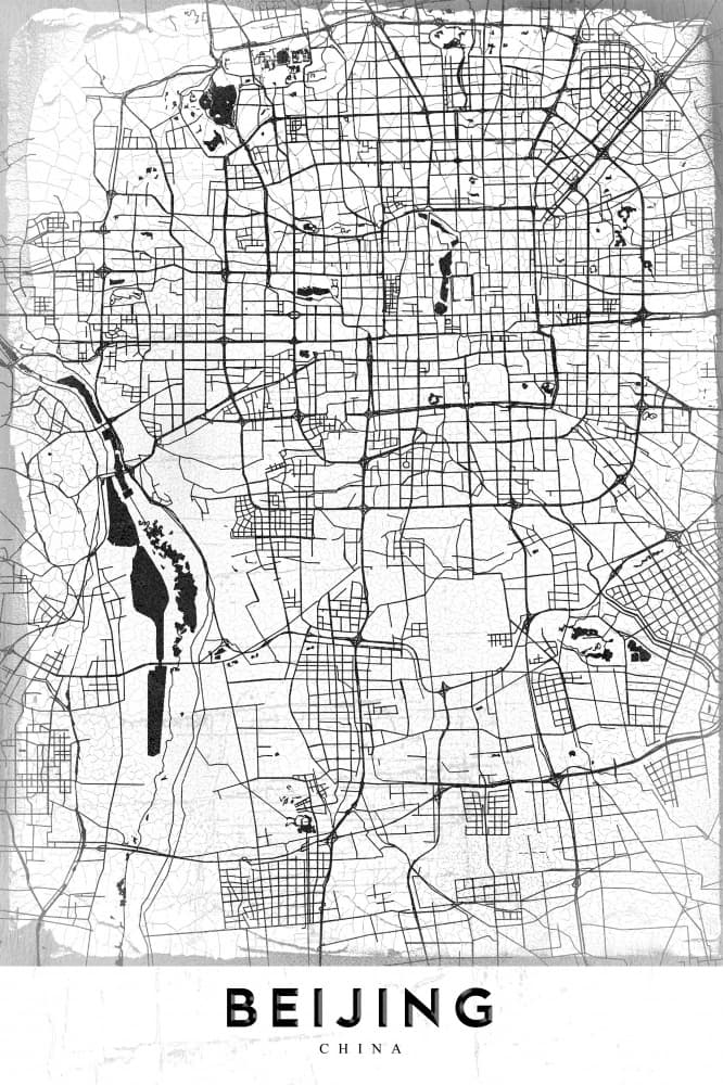 Beijing China Map by StudioSix — canvas wall art