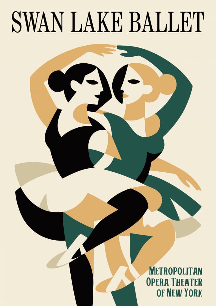 Art Deco Ballet Dancers by Patryk Krygowski — canvas wall art