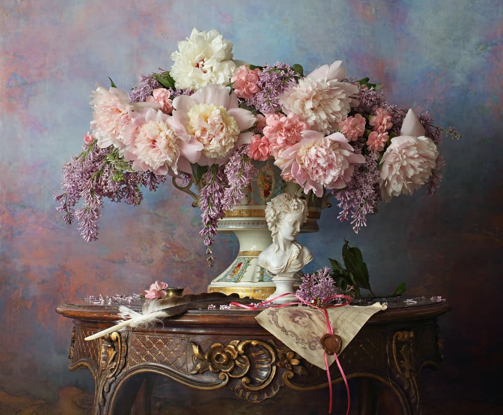 Romantic Floral Still Life by Andrey Morozov — canvas wall art