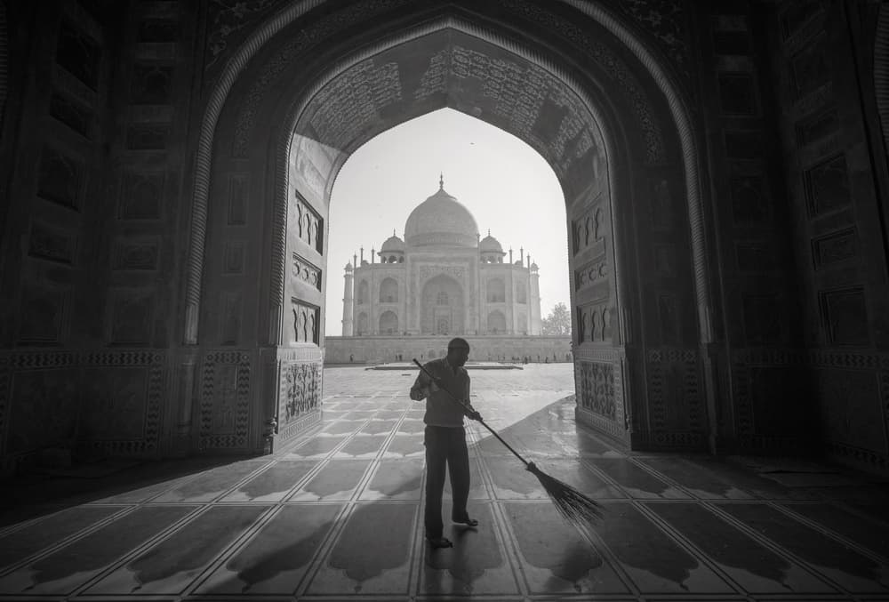 Taj Mahal Morning Sweep by Sarawut Intarob — canvas wall art