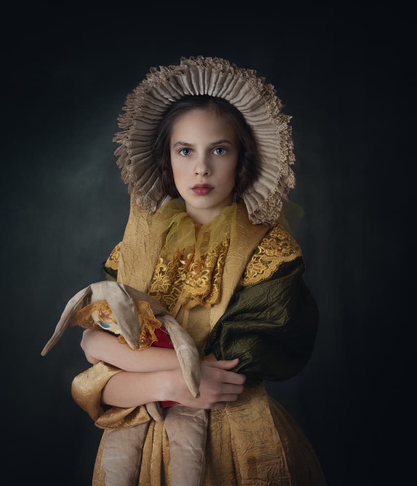 Renaissance Girl And Doll by Svetlana Melik-Nubarova — canvas wall art