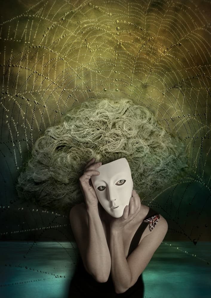 Enigmatic Masked Figure by Lucyna Łazarska ( Lucynda Lu ) — canvas wall art