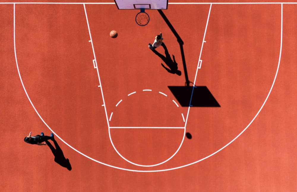 Red Court Hoops by Streiff Marcel — canvas wall art