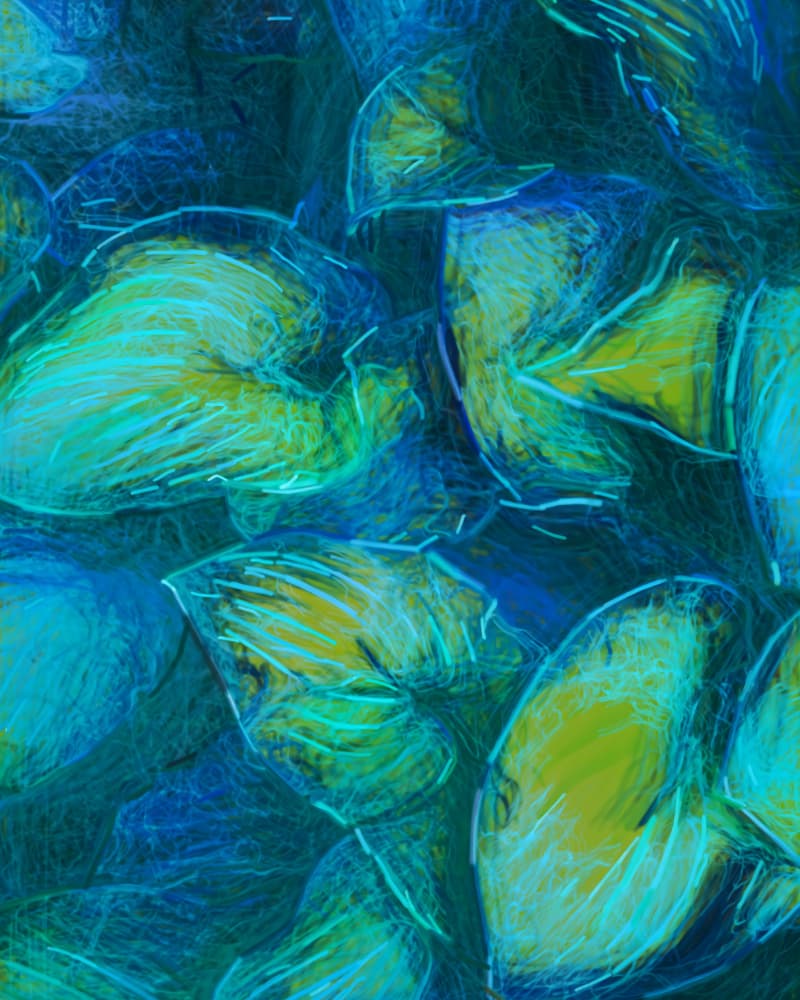 Glowing Teal Leaves by Uma Gokhale — canvas wall art