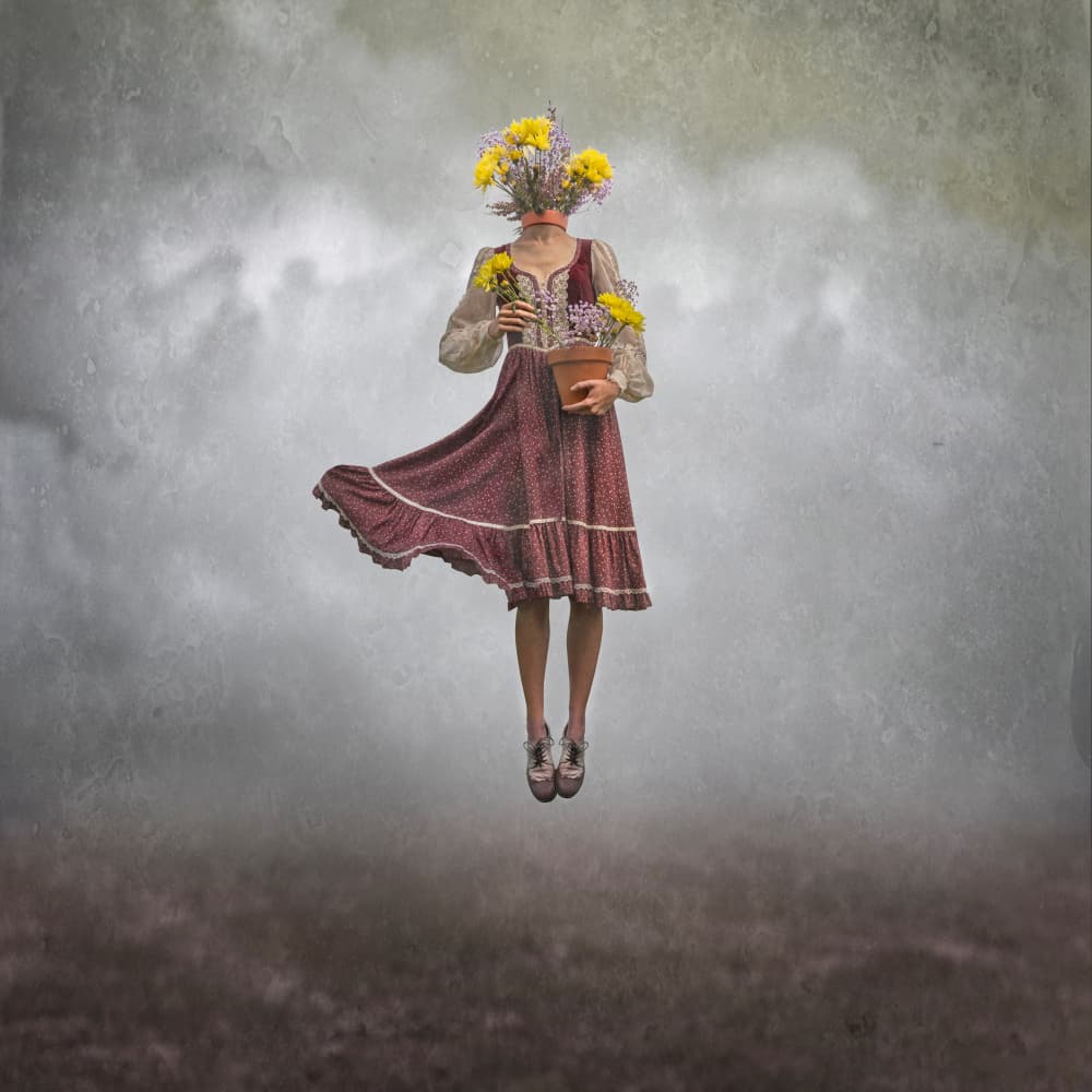 Floating Flower Woman by Emanuel Papamanolis — canvas wall art