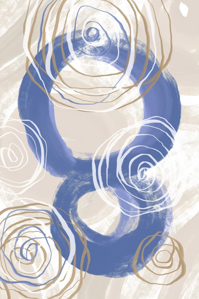 Blue and Beige Circular Serenity by Martina — canvas wall art