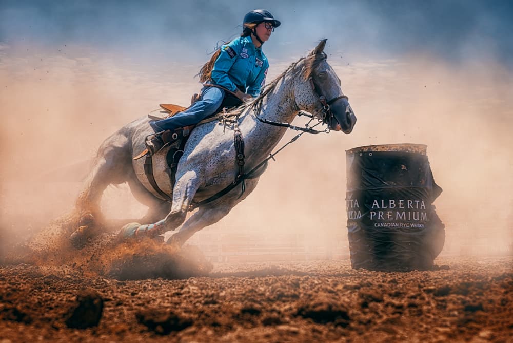Barrel Racing Action by Ben.C.L — canvas wall art