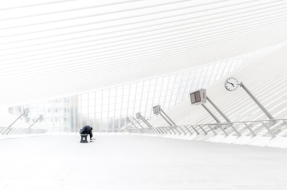 Solitary Figure Modern Hall by Michiel Hageman — canvas wall art