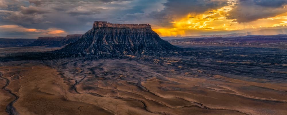 Desert Mesa Sun Rays by Hanping Xiao — canvas wall art