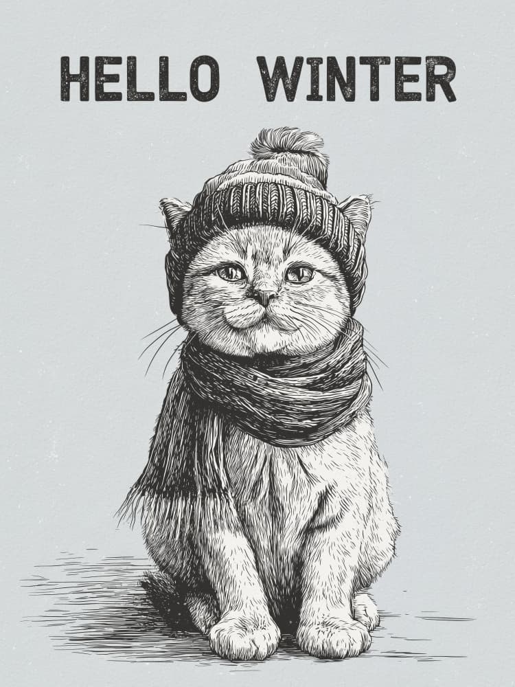 Cozy Winter Cat by Andreas Magnusson — canvas wall art