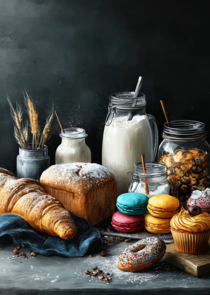 Bakery Beverages 1 food art by Justyna Jaszke — canvas wall art