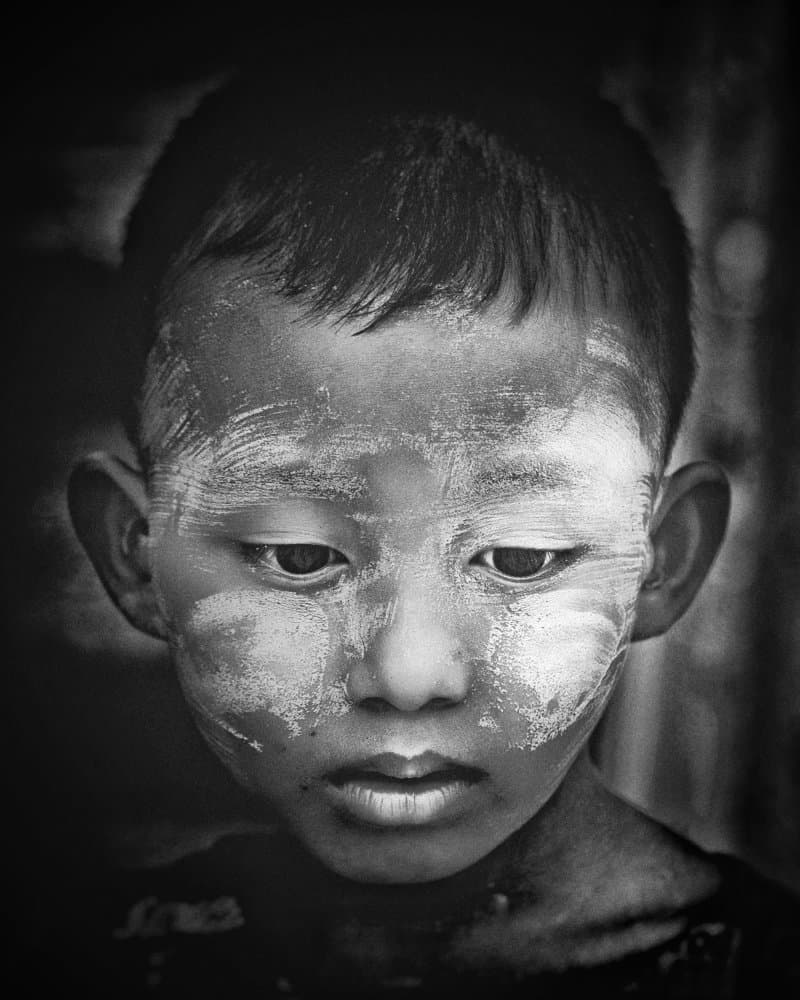 Young Boy Thanaka Portrait by txules — canvas wall art