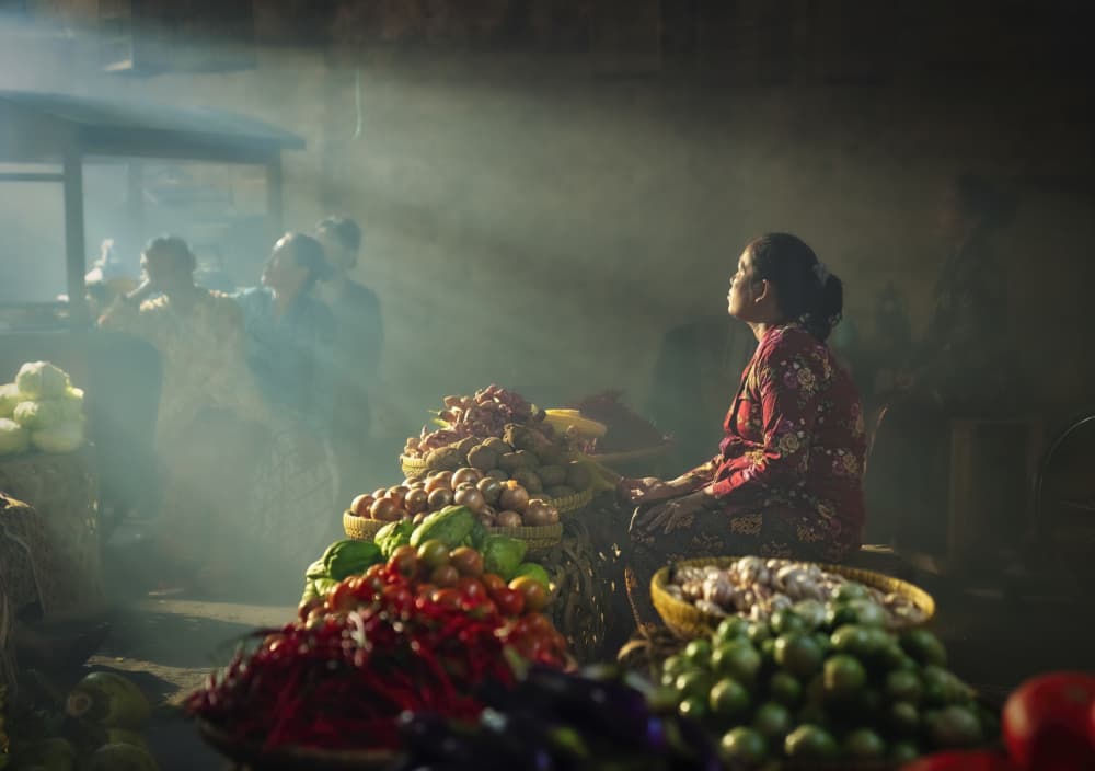 Morning Market Light by Rini Widyantini — canvas wall art