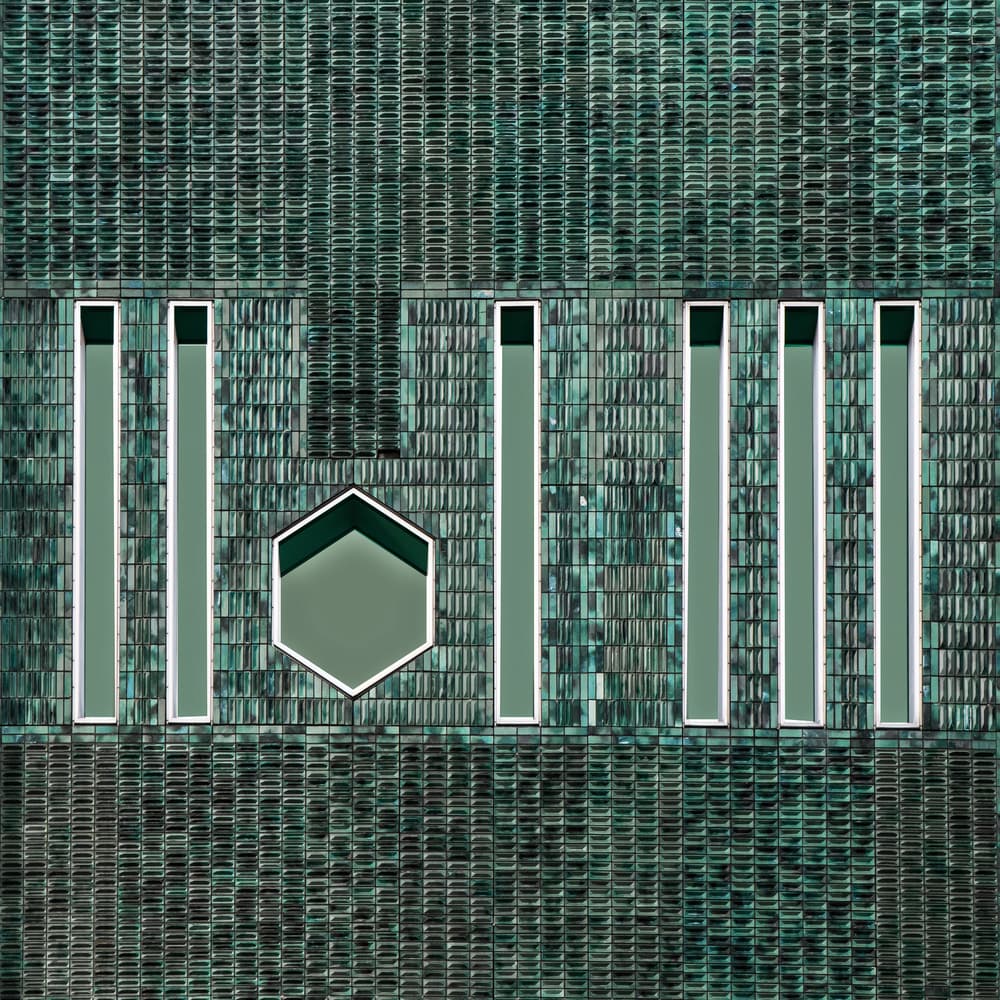 Green Geometric Facade by Gilbert Claes — canvas wall art