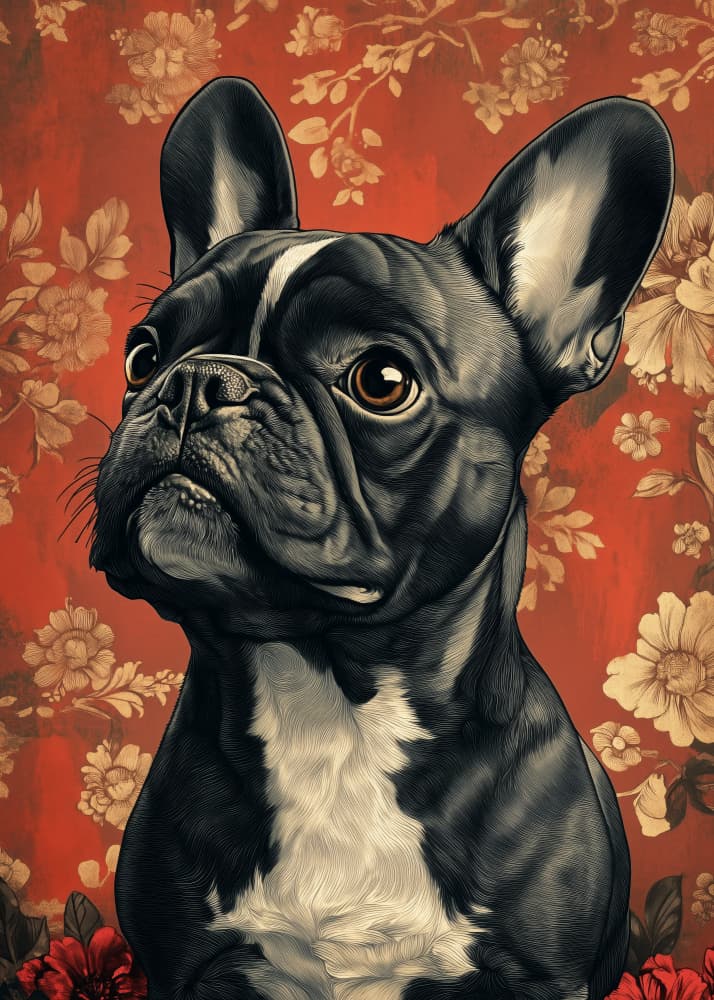 Elegant French Bulldog Portrait by Justyna Jaszke — canvas wall art