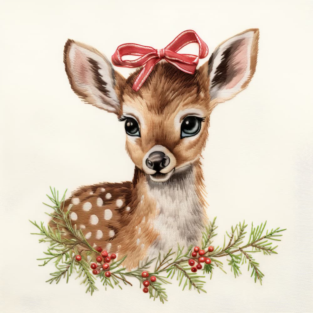 Festive Baby Deer by Bilge Paksoylu — canvas wall art