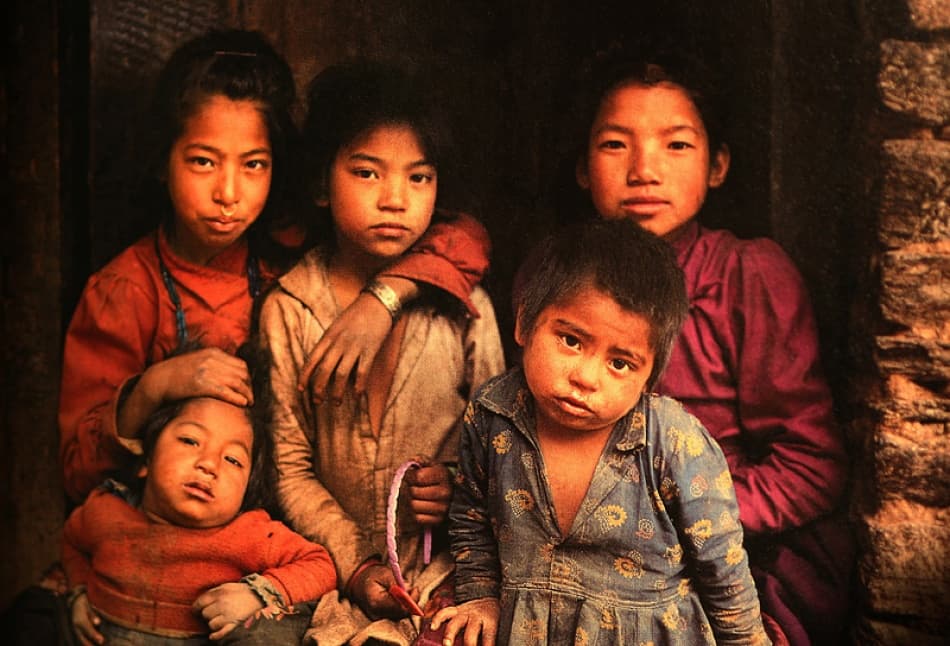Solemn Village Children by Bror Johansson — canvas wall art