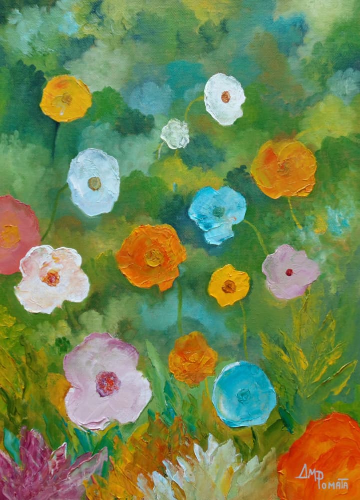 Vibrant Flower Field by Angeles M. Pomata — canvas wall art