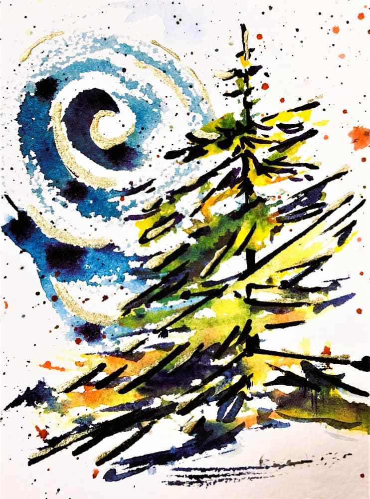 Vibrant Evergreen Swirl by Anda Bieza — canvas wall art
