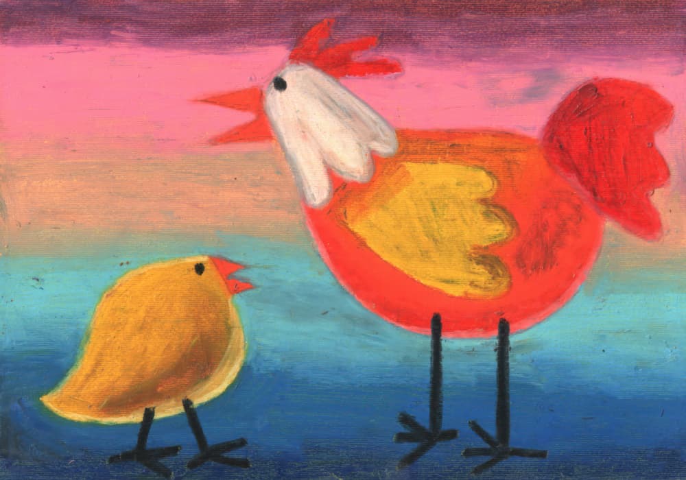 Colorful Rooster Chick by Kulik — canvas wall art