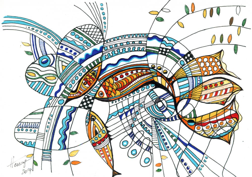 Vibrant Abstract Fish by Aniko Hencz — canvas wall art