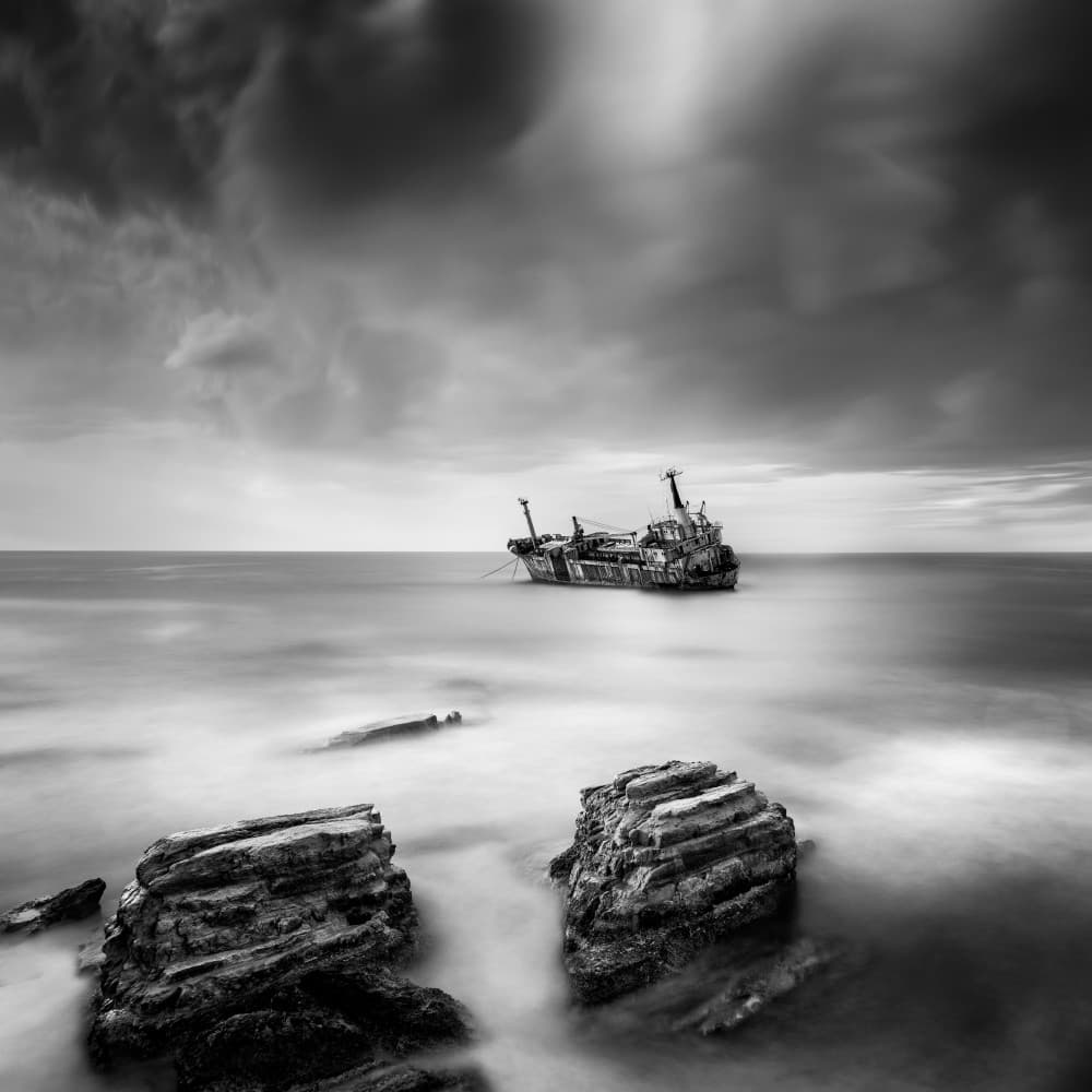 Moody Shipwreck Seascape by George Digalakis — canvas wall art