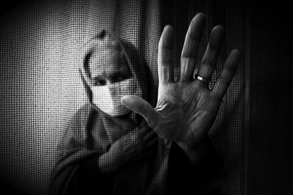 Masked Hand Barrier by Emine Basa — canvas wall art