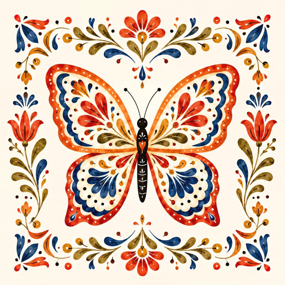 Colorful Folk Art Butterfly by Natalie Bruns — canvas wall art