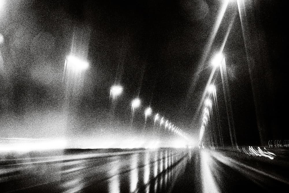 Night Highway Reflections by Paulo Abrantes — canvas wall art
