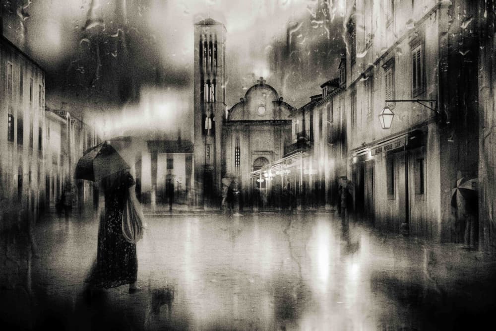 Rainy Day Old Town by Charlaine Gerber — canvas wall art