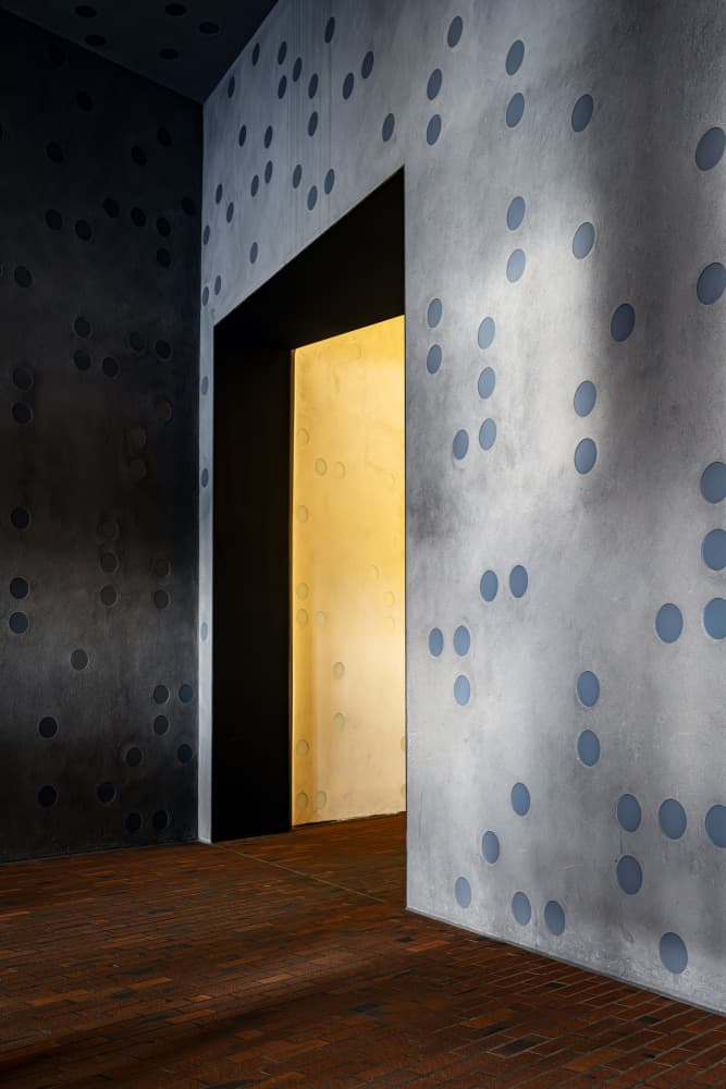 Golden Doorway Dots by Linda Wride — canvas wall art