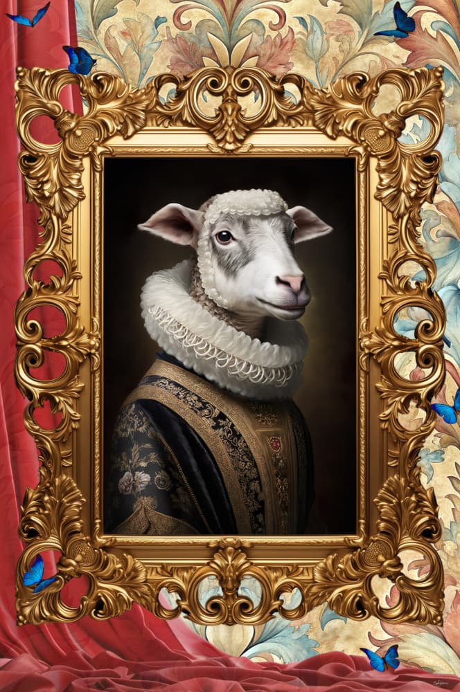 Regal Sheep Portrait by Sue Skellern — canvas wall art