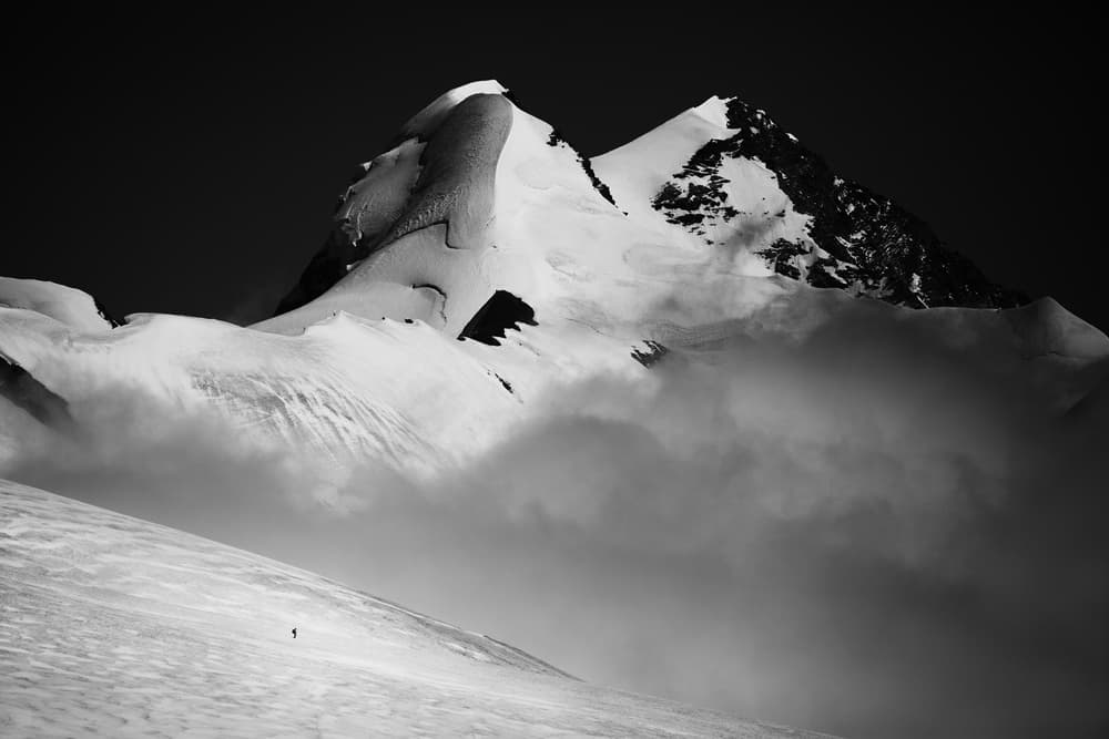 Solitary Skier Alpine Peak by Peter Svoboda MQEP — canvas wall art