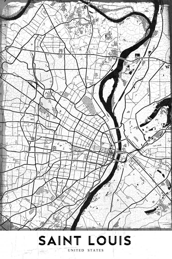 Saint Louis City Map by StudioSix — canvas wall art