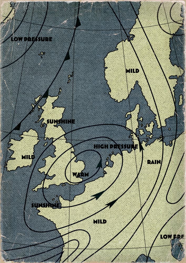 Vintage European Weather Map by Nicholas — canvas wall art