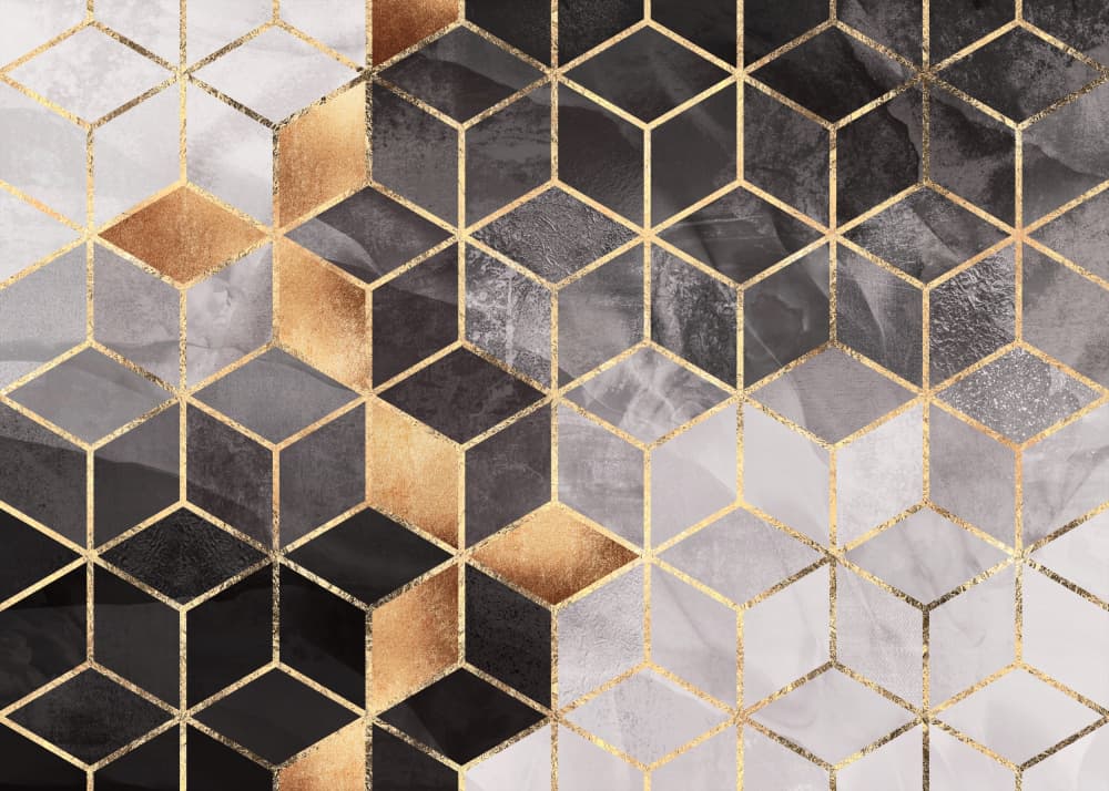 Golden Marble Cubes by Elisabeth Fredriksson — canvas wall art