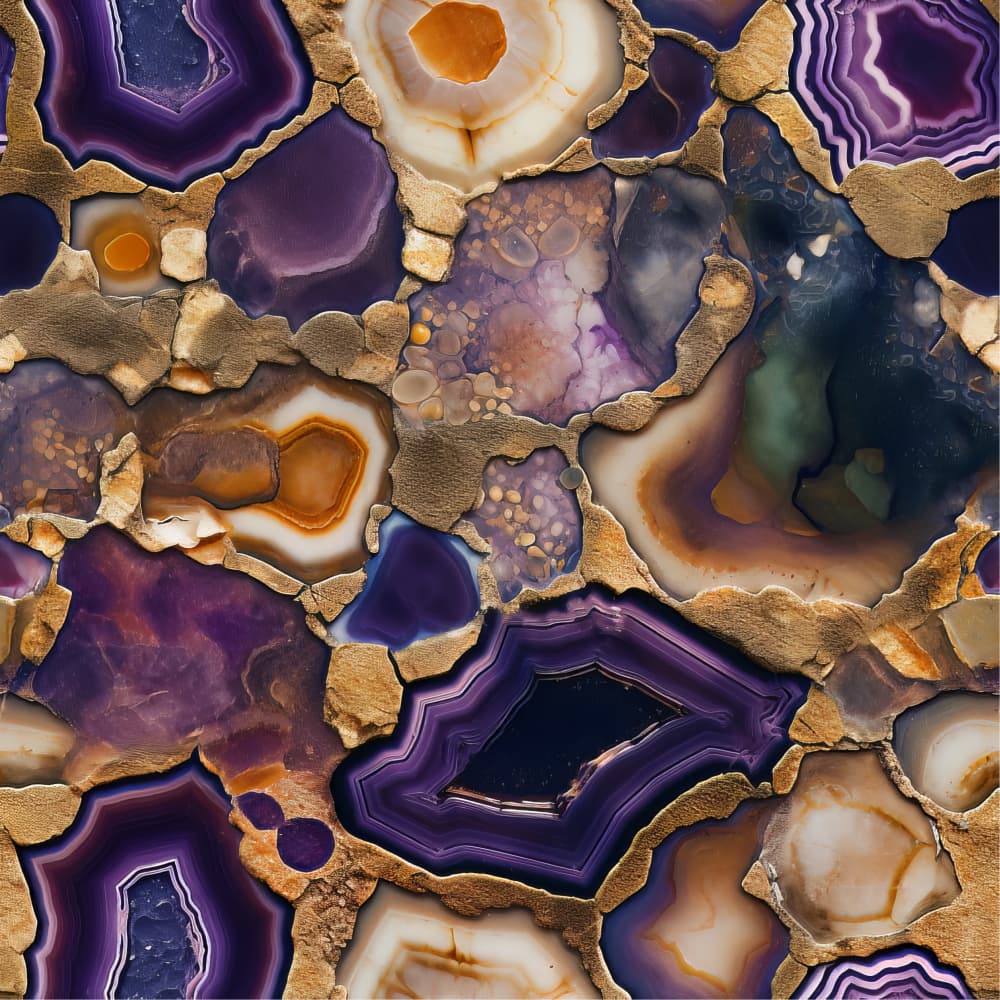 Purple Gold Agate Geode by Bilge Paksoylu — canvas wall art